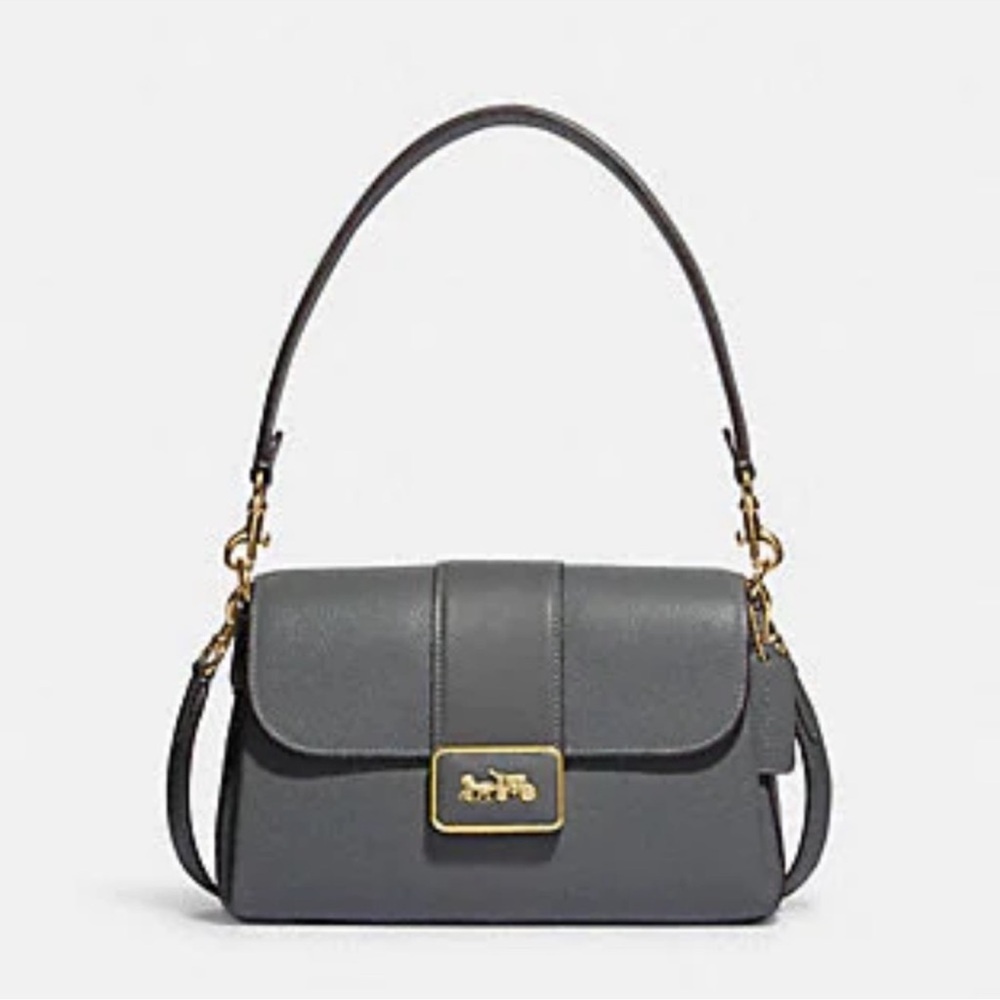 NEW- Authentic Coach Gray Leather Shoulder Bag, Brand New!!! - Picture 2 of 8